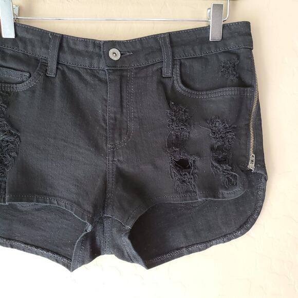Carmar Black Distressed Side Zipper Denim Shorts - Picture 4 of 9